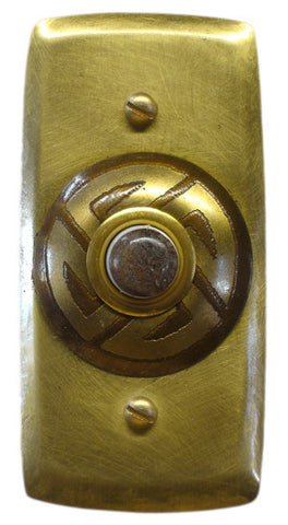 Rectangle Doorbell Brass W/ Brass Maze