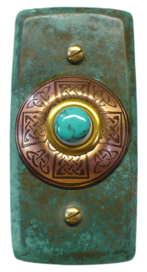 Rectangle Doorbell Copper Verde W/ Copper Celtic