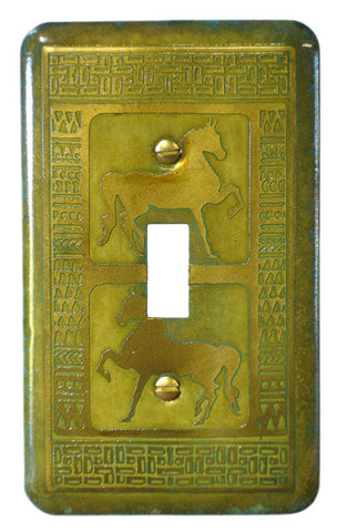 Etched Single Brass Verde Horses