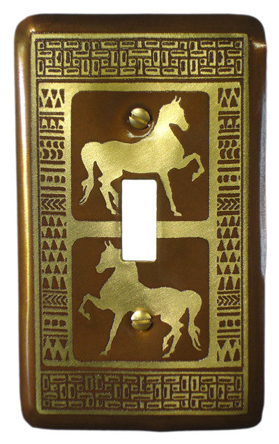 Etched Single Brass Horses