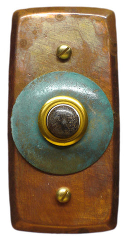 Rectangle Doorbell Copper W/ Copper Verde