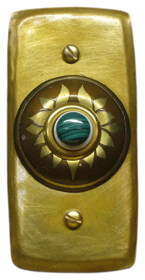 Rectangle Doorbell Brass W/ Brass Lotus